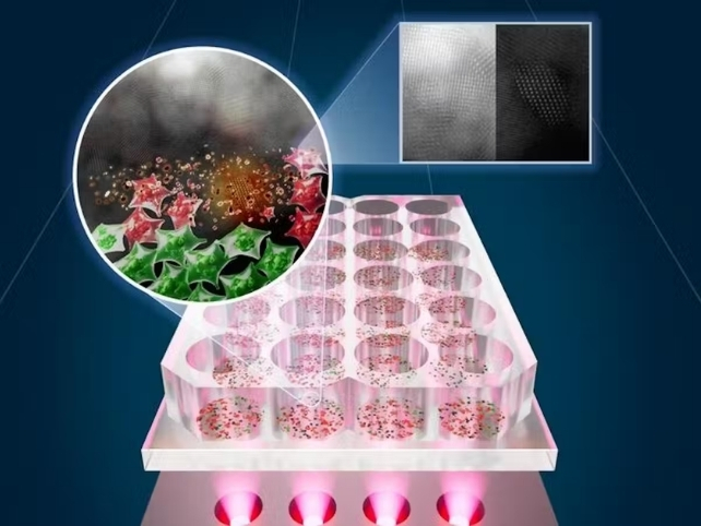 Illustration of LED system used to fight cancer