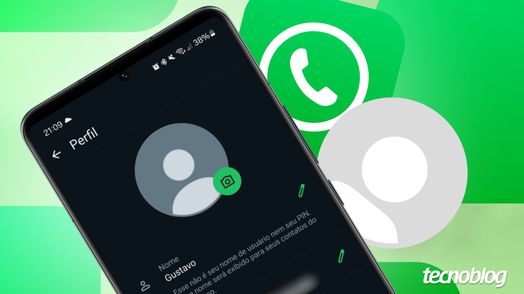 Ilustração mostra um celular com a tela de "Editar perfil" no WhatsApp para Android