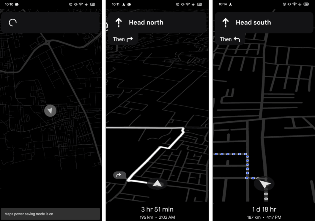 Potencial modo de economia de energia do Google Maps
