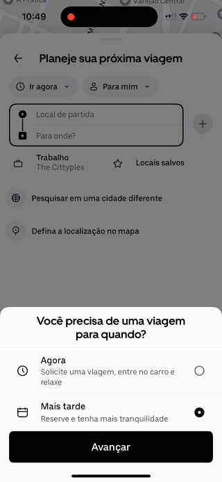 GIF mostra opcão Mulheres Motoristas na hora de chamar uma corrida