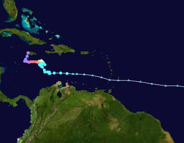 Hurricane Melissa track map
