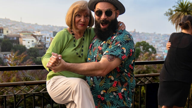 older woman younger man dancing