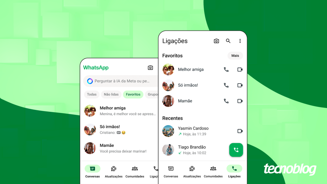 Print do WhatsApp exibindo contatos favoritos