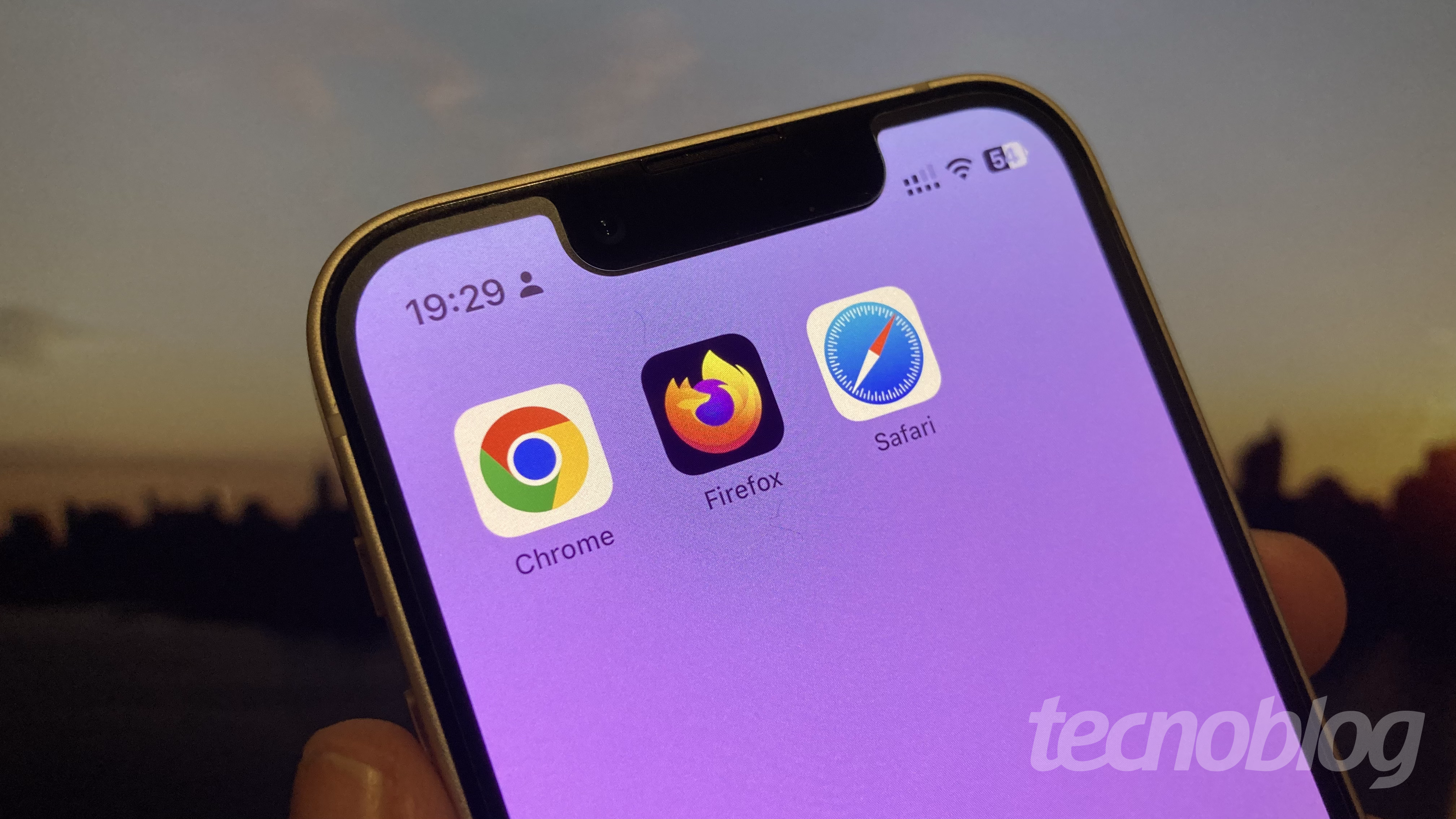 Ícones de Chrome, Firefox e Safari na tela do iPhone