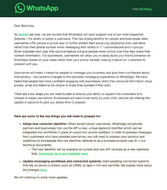 Comunicado enviado pelo WhatsApp. Imagem: Reprodução