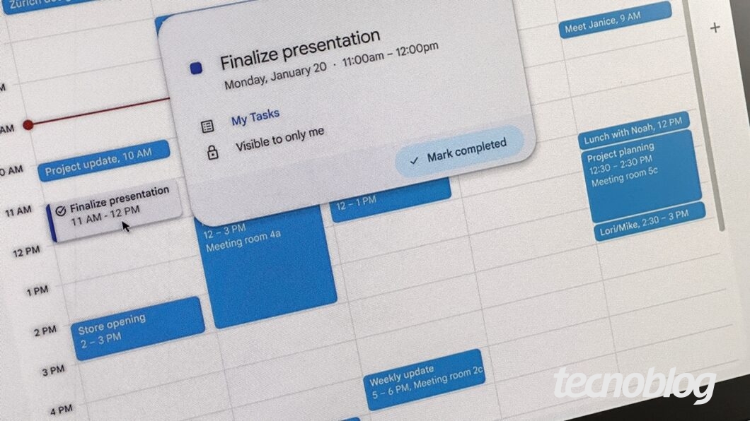 Tarefas no Google Agenda