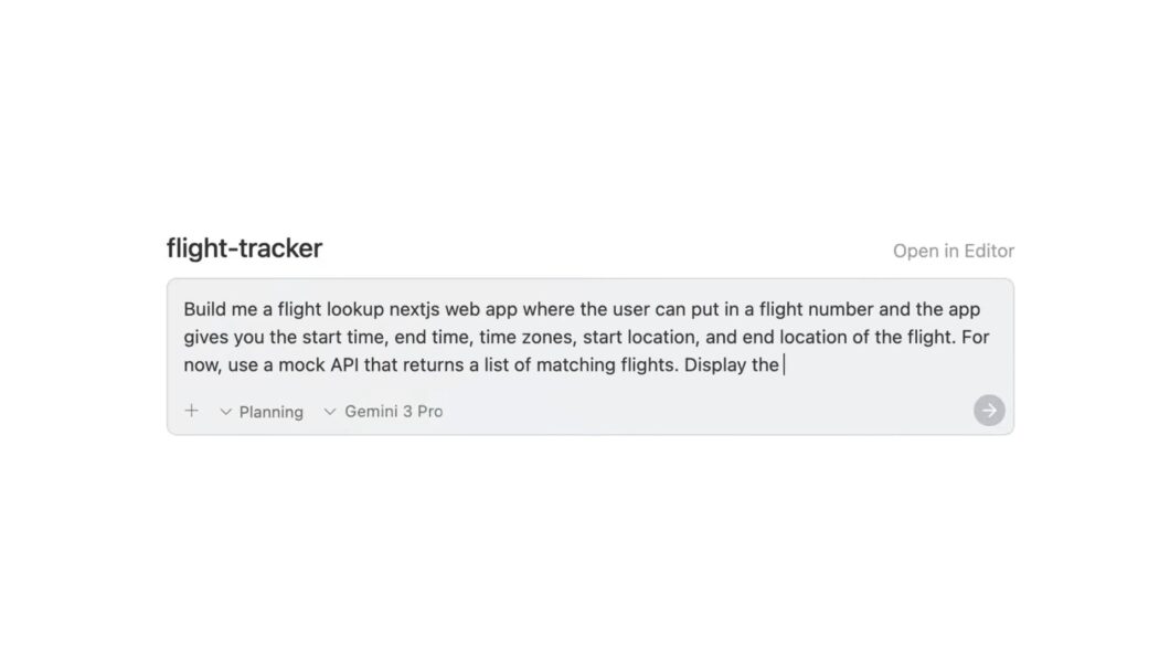 Tela inicial do Antigravity