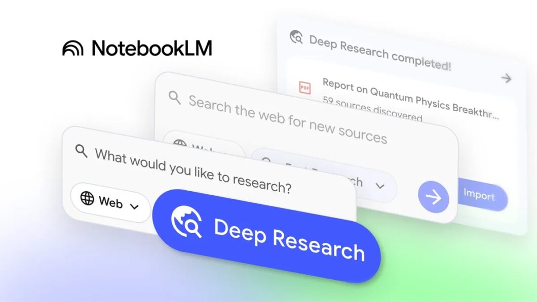 NotebookLM agora funciona com a Deep Research