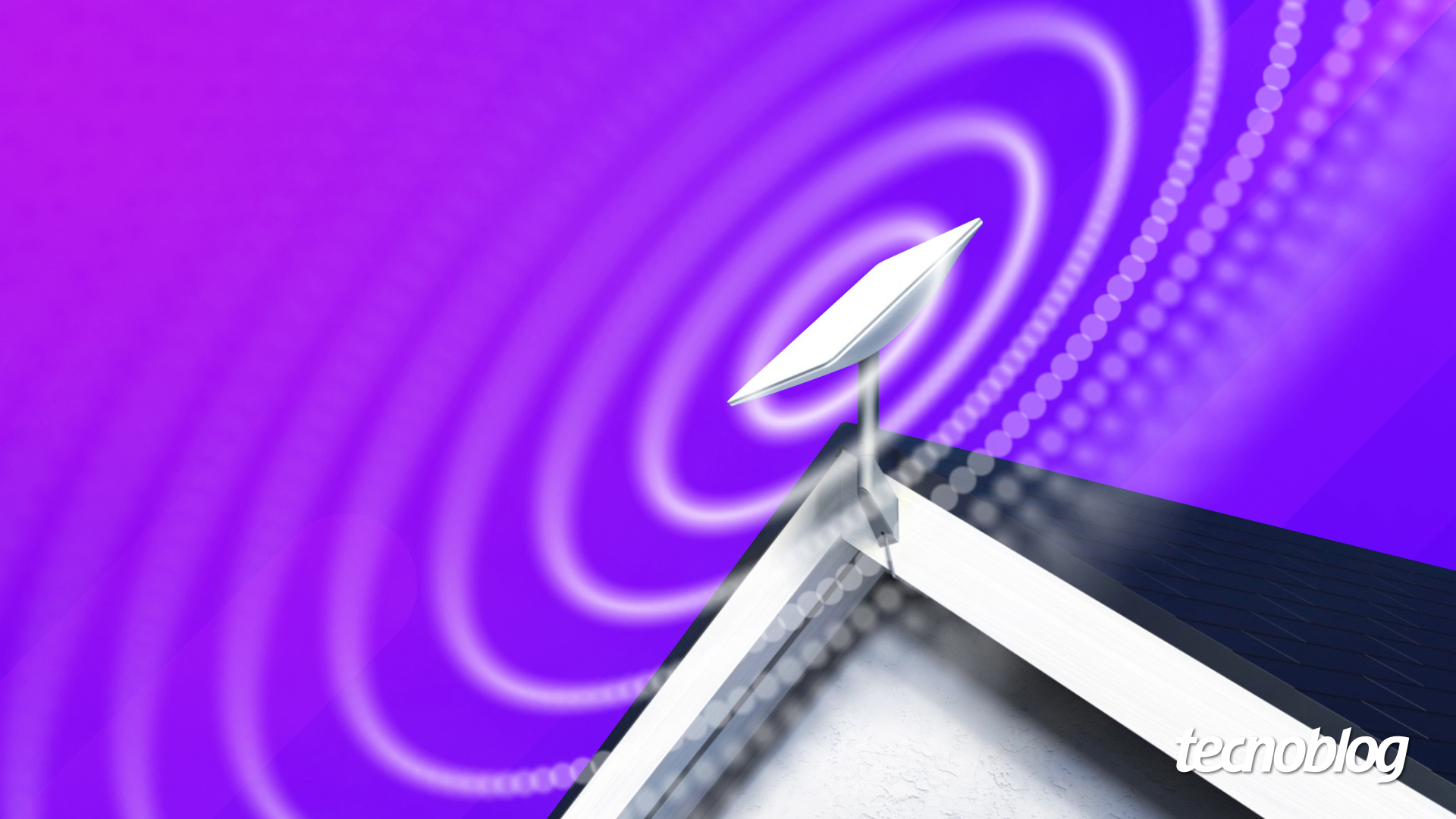 Antena de internet via satélite posicionada no telhado de uma casa