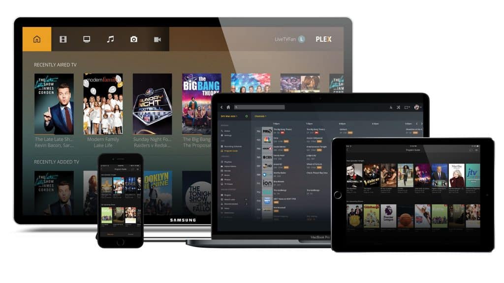 Imagem mostra o app Plex aberto em diversos dispositivos 
