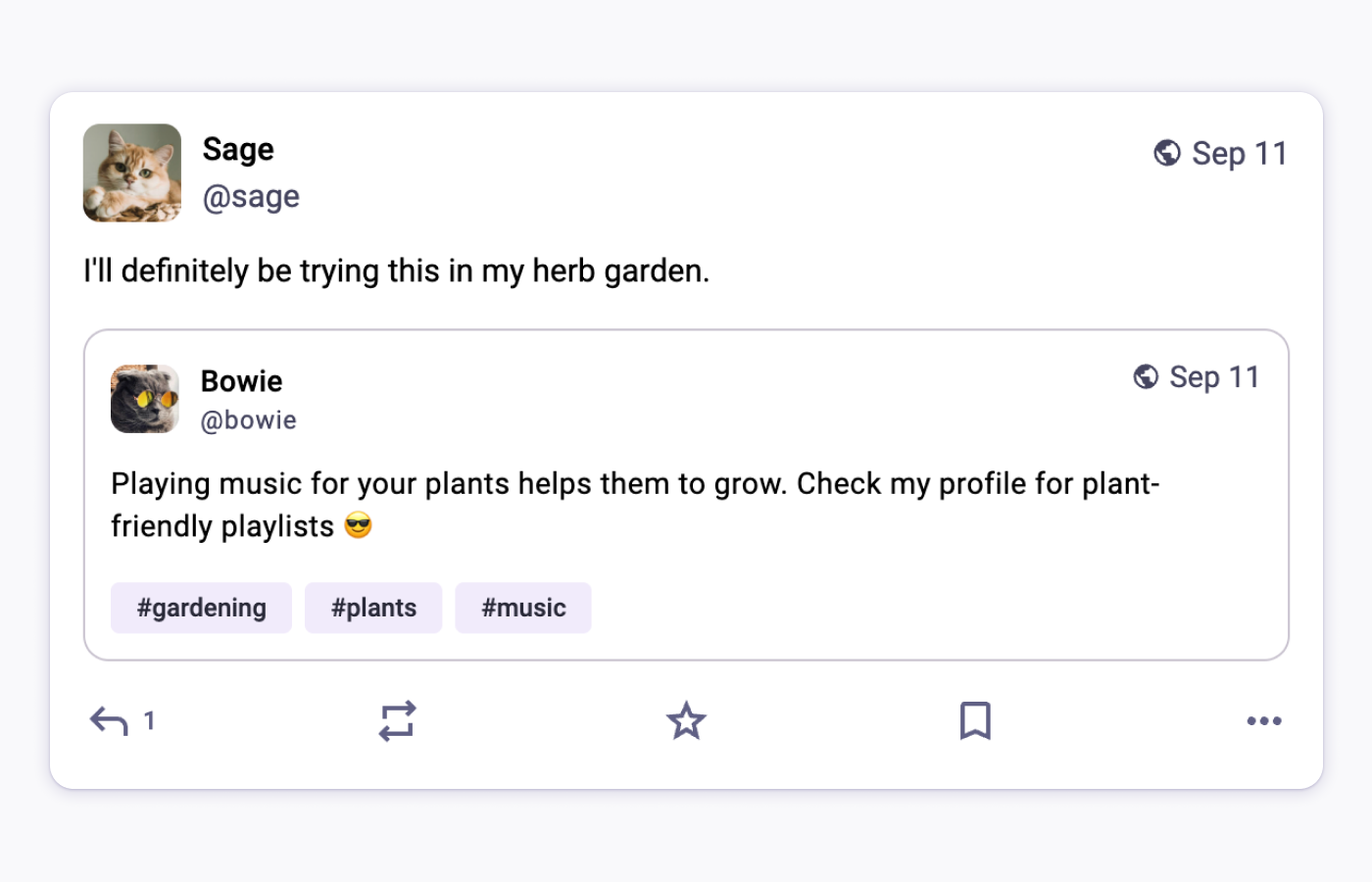 a screenshot of a Mastodon quote post