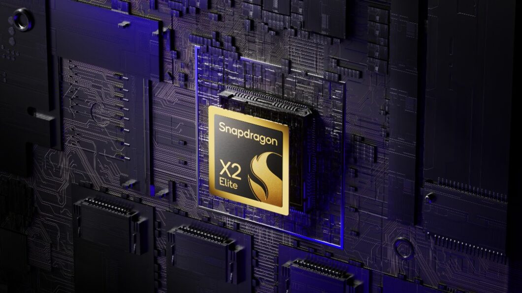 Imagem mostra um chip Snapdragon X2 Elite