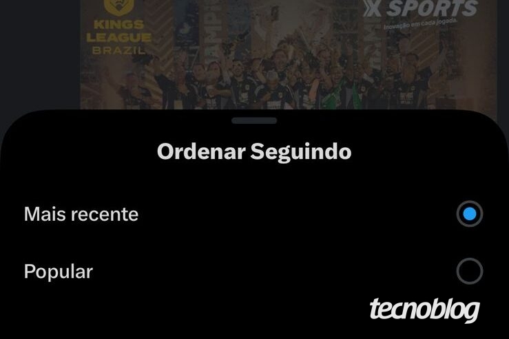 Captura de tela mostra a opção Seguindo no X