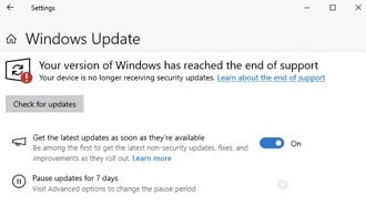 Windows 10 estava exibindo mensagem errada de fim do suporte. Imagem: Windows Latest/Reprodução