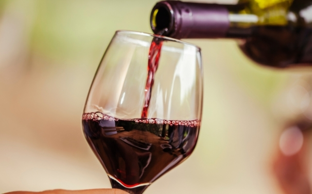 wine poured into a glass