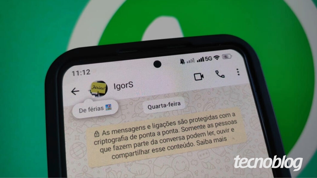 Ilustração de aviso de férias no WhatsApp