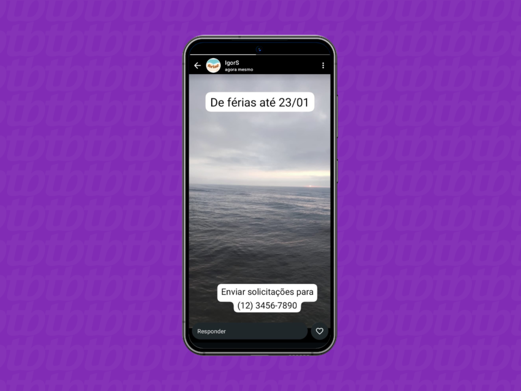 Colocando o aviso de férias no Status do WhatsApp