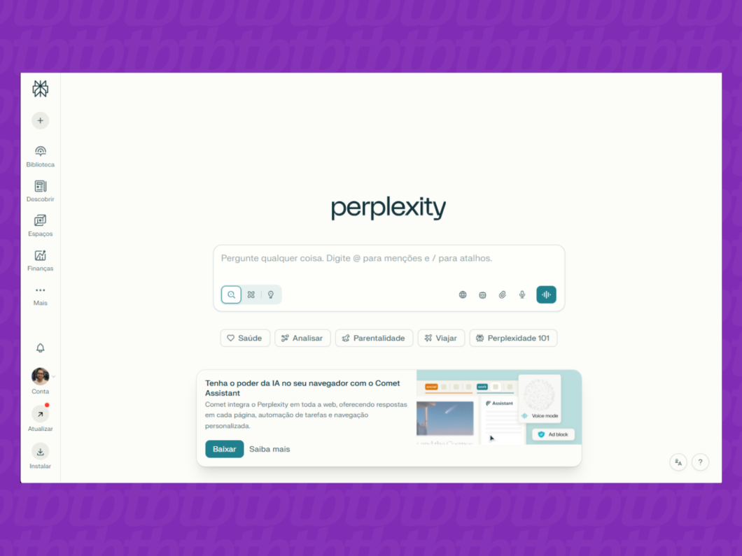 Acessando o Perplexity pelo navegador