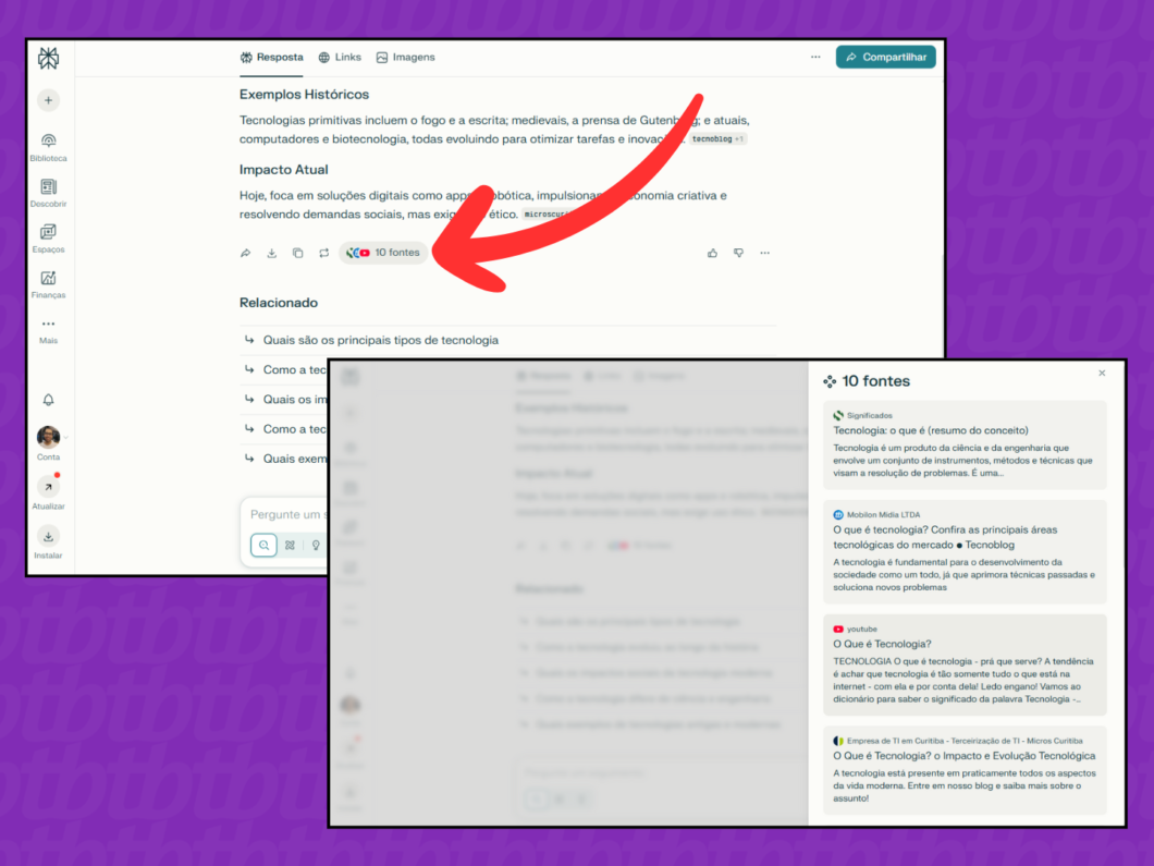 Acessando as fontes usadas para o resultado