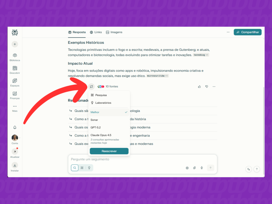 Reescrevendo a pesquisa com outro modelo de IA
