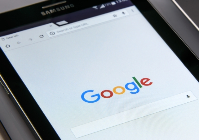 phone screen with google