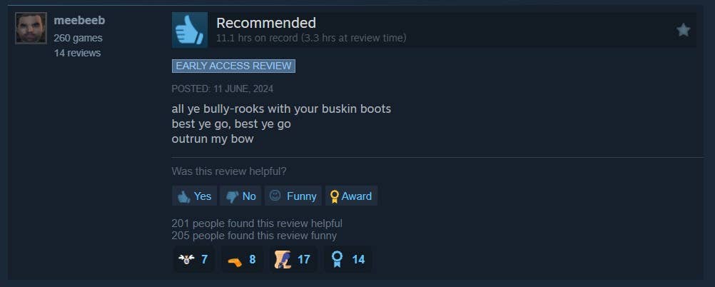 Video game review screenshot steam