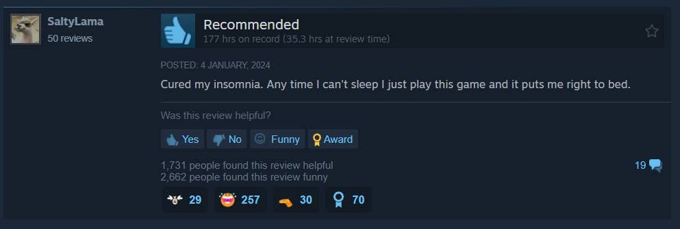 Video game review screenshot steam