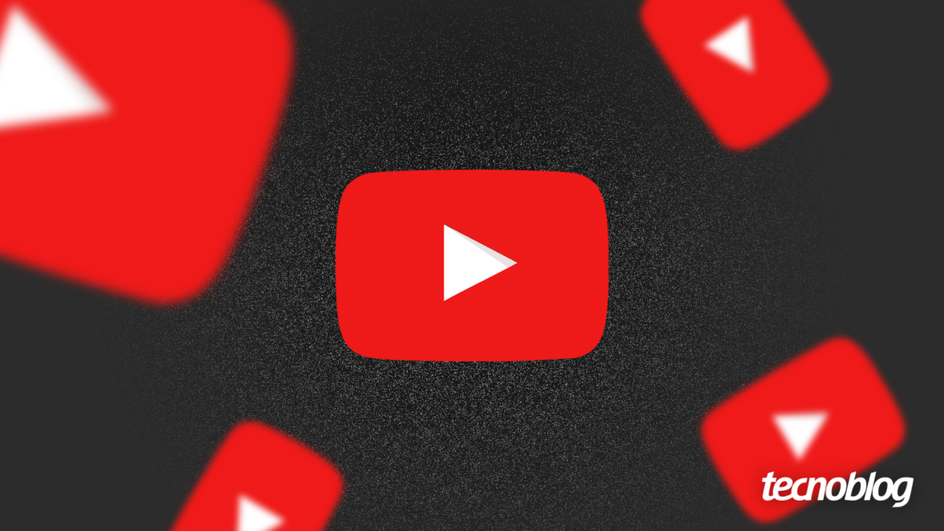 Arte com o logotipo vermelho do YouTube em um fundo preto.