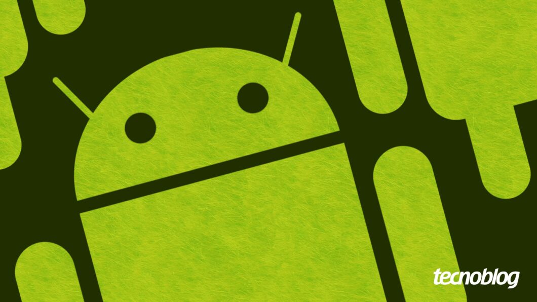 Ilustração com robôs do Android