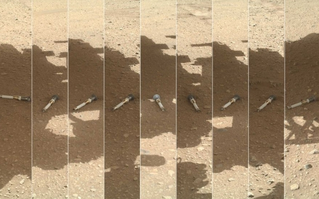 montage of rock samples in canisters on mars