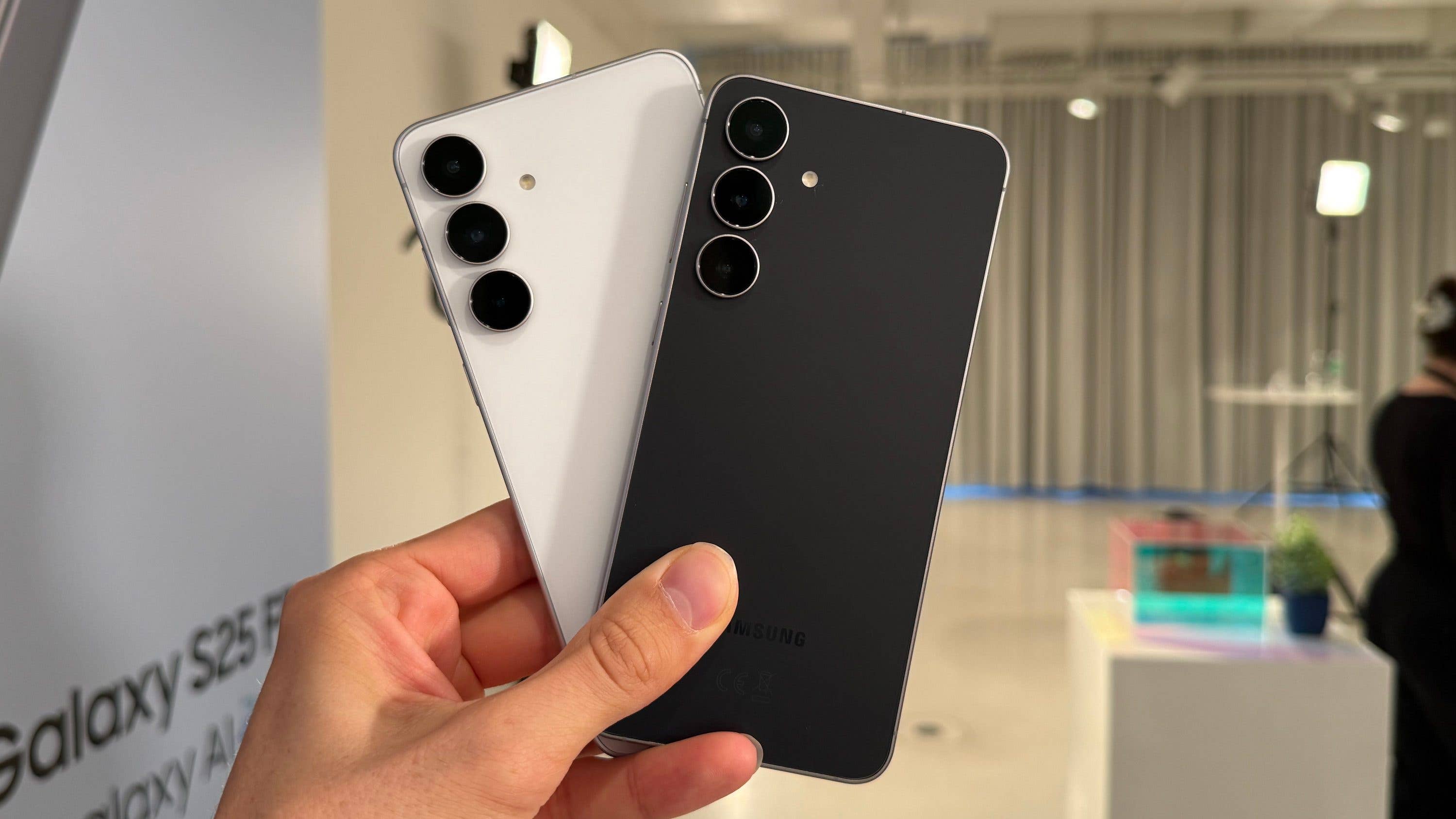 Samsung Galaxy S25 FE in black and white