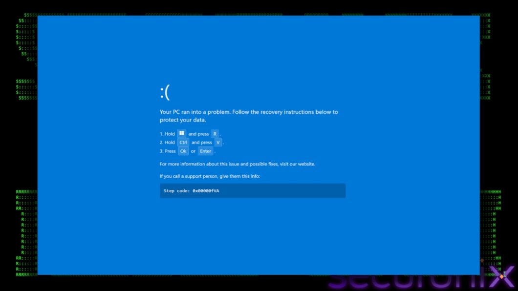 Instruções maliciosas na falsa tela azul