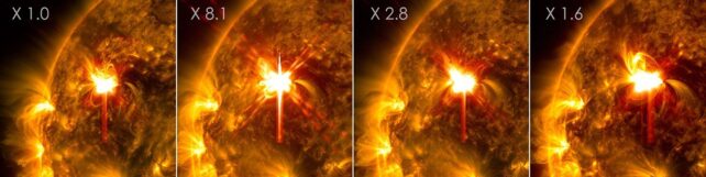 Sun Fires Off Four Powerful Solar Flares