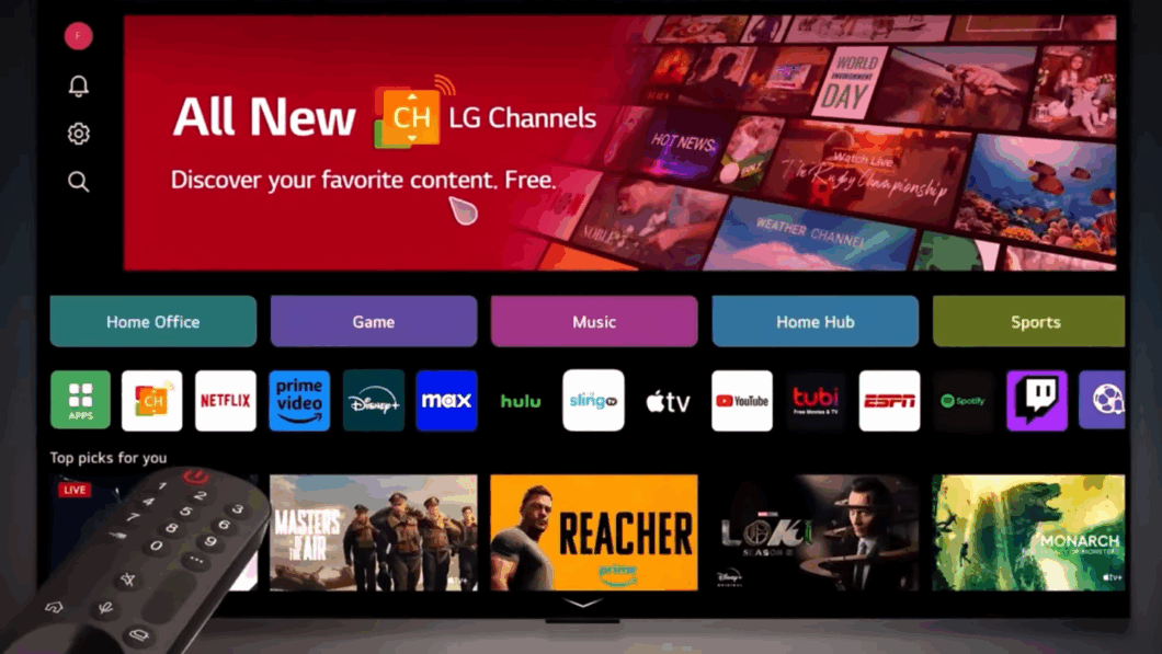 Ilustração de webOS em smart TV