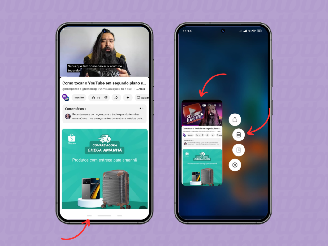 Habilitando a tela dividida com o YouTube