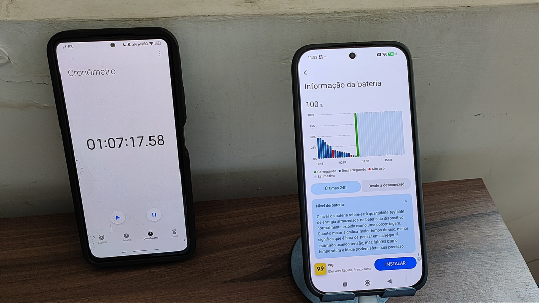 Tempo de carregamento do Poco X8 Pro com fonte de 33 W