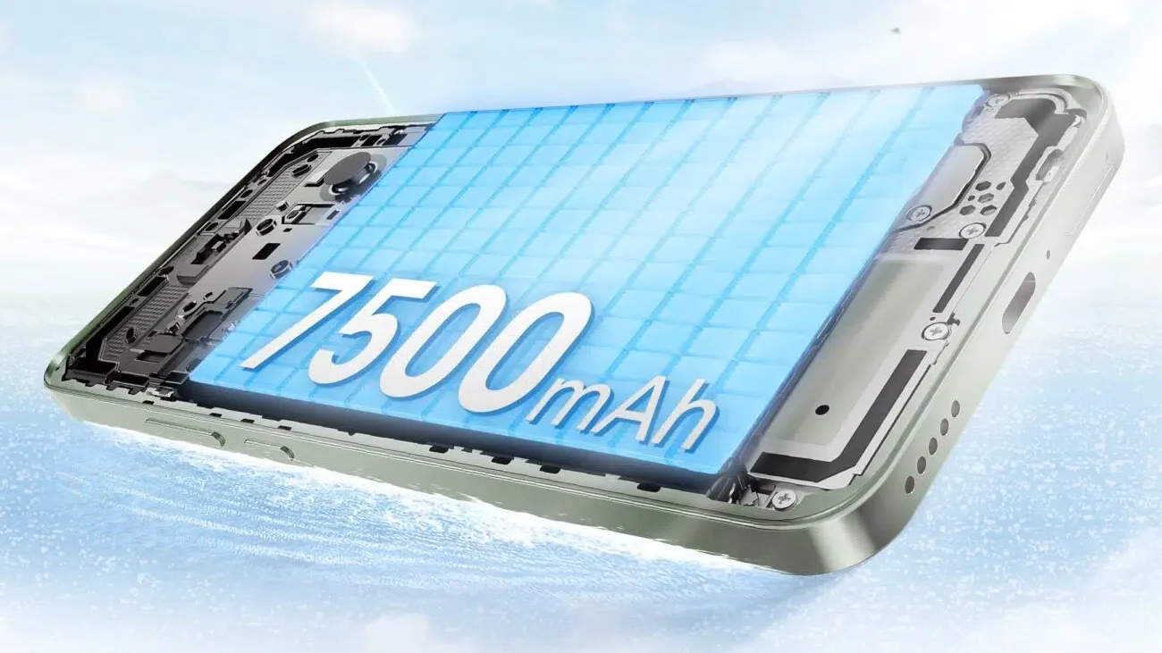 ilustração de um celular dobrável com bateria de silício-carbono