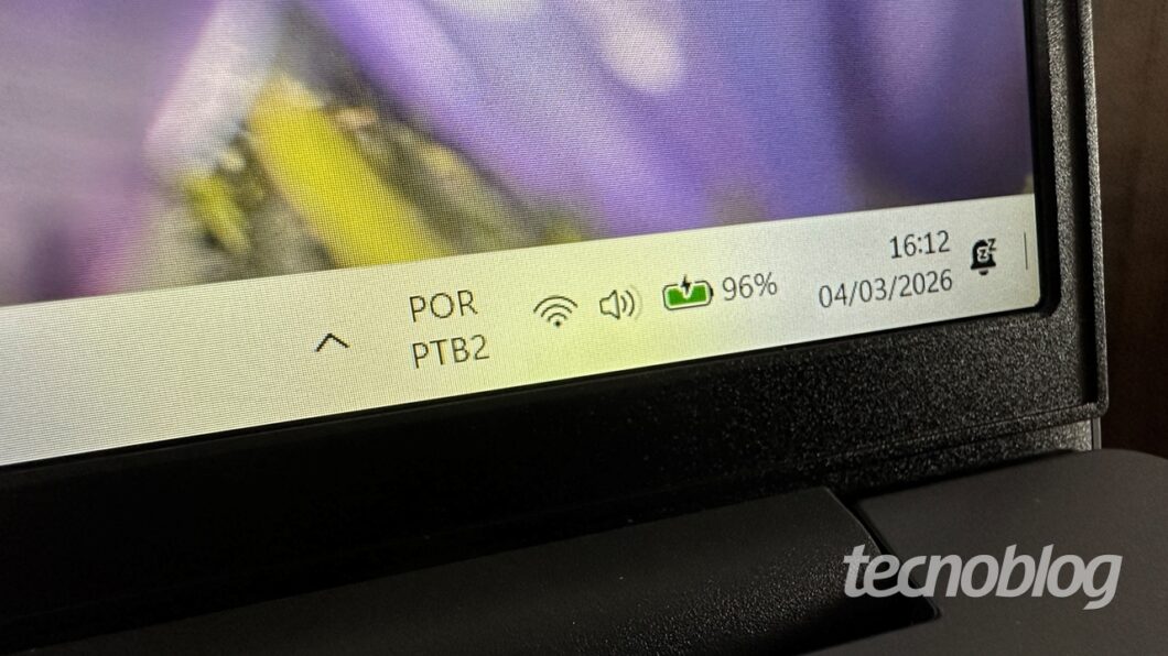 Ícone de bateria no Windows 11 com porcentagem de carga