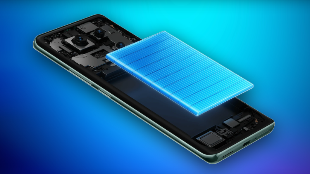 ilustração de um celular com bateria de silício-carbono