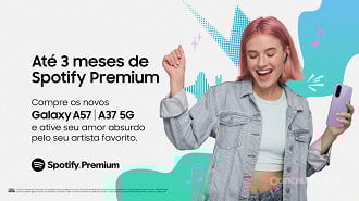 Samsung faz promoção de Spotify Premium por até 3 meses na compra do A57 e A37