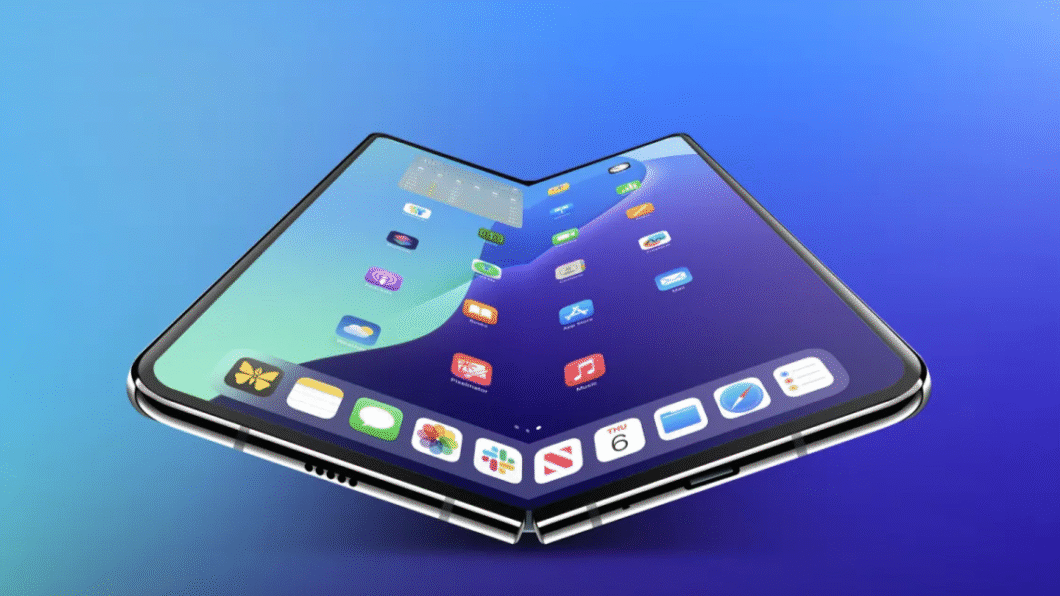 Ilustração de um iPhone dobrável