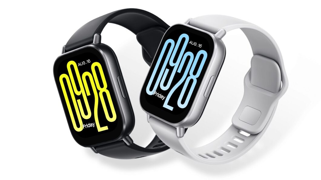 Relógios Redmi Watch 5 Active preto e prata, quadrados, com visor colorido