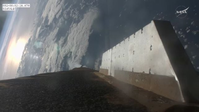 A view of Earth from the Artemis 2 mission's spacecraft as it entered Earth orbit.