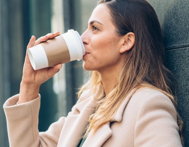 woman drinking coffee