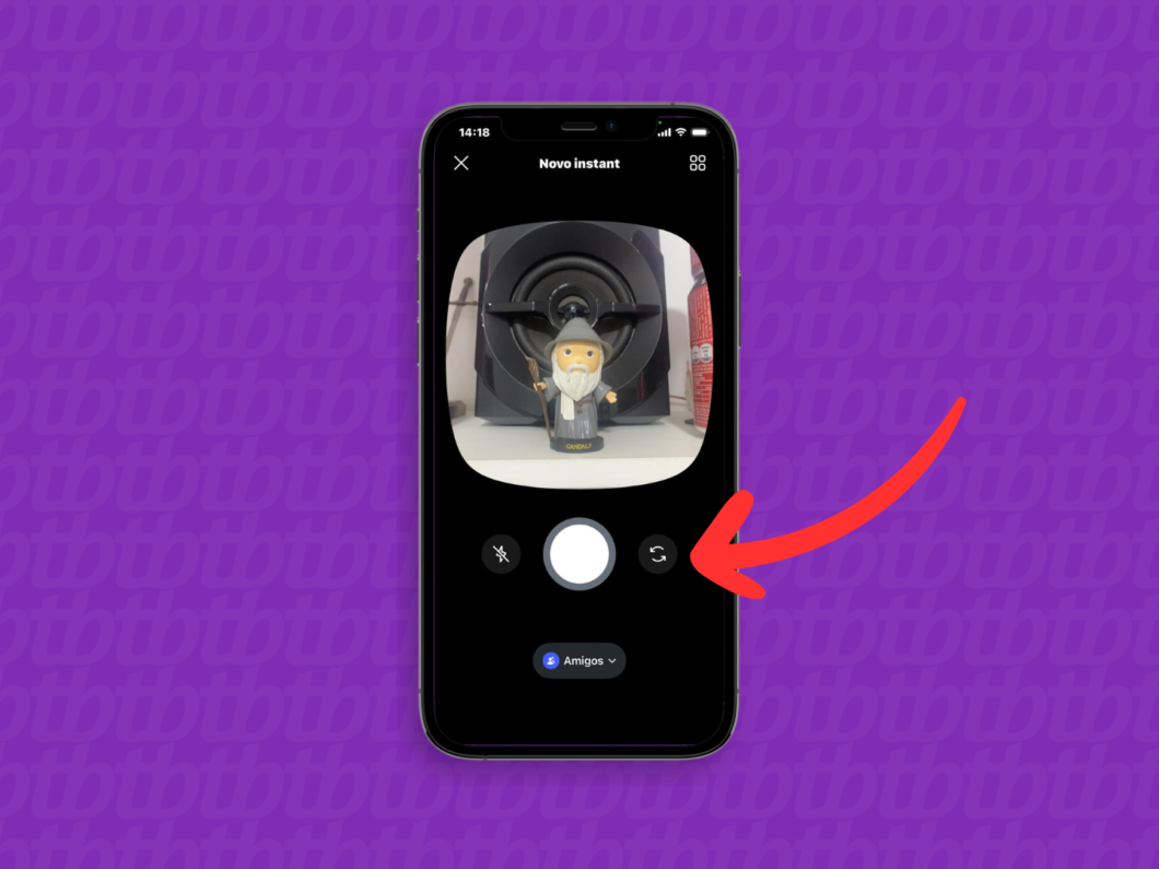 Selecionando a câmera frontal ou traseira do smartphone
