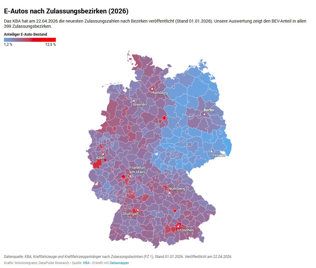 E-Auto-Zulassungen nach Bezirken