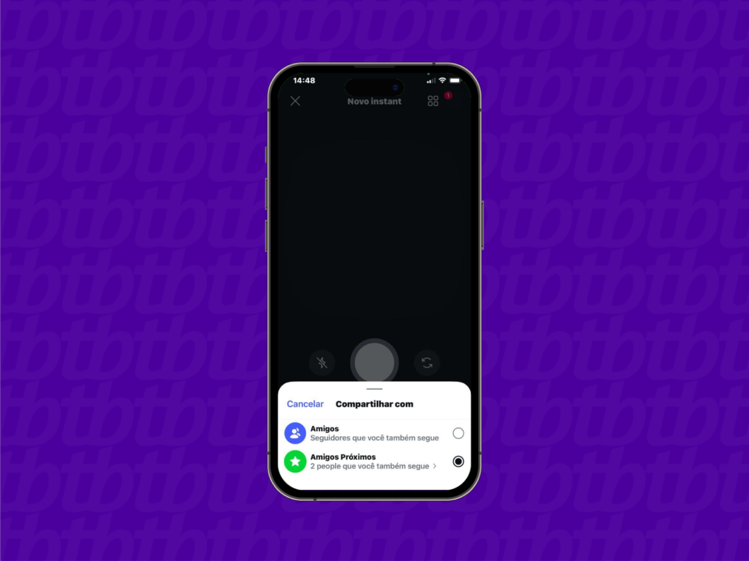 Grupos de compartilhamento de um Instants