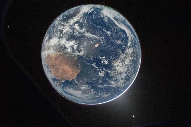 Earth, seen from space at a close up angle