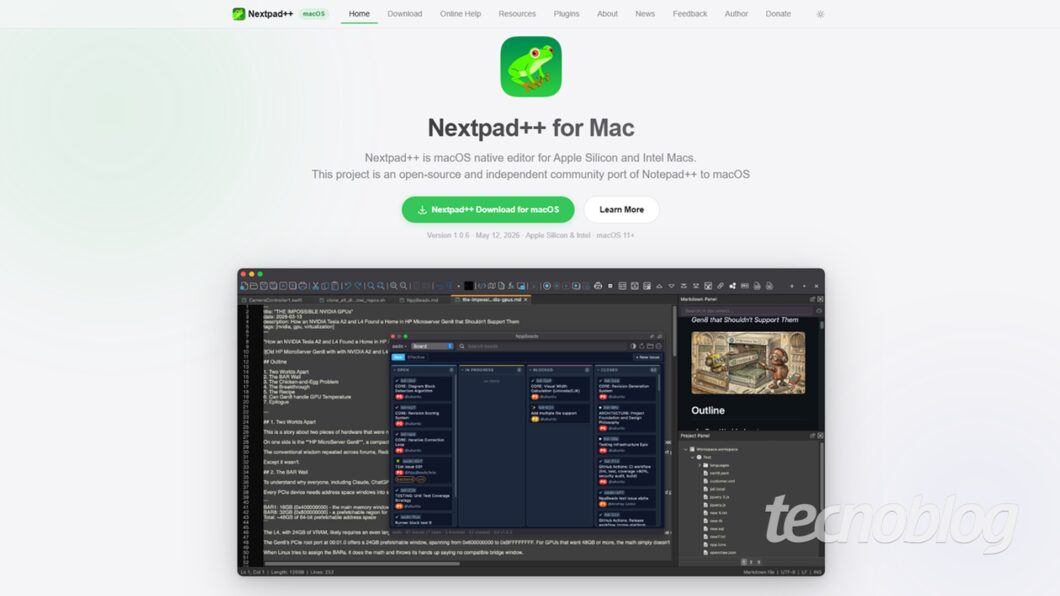 Página do Nextpad++