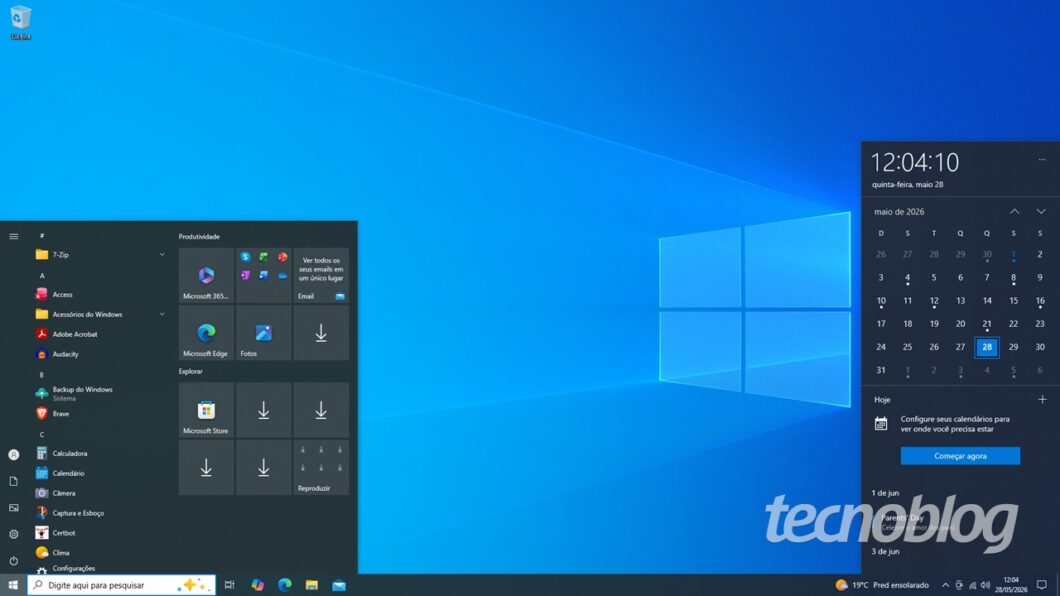 Área de Trabalho do Windows 10